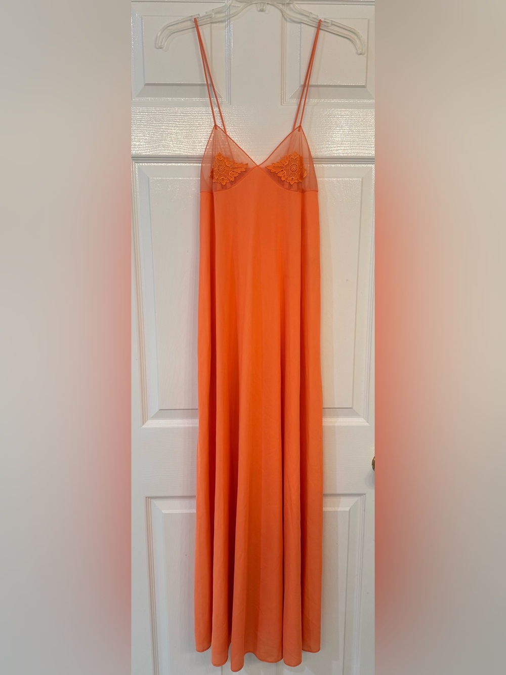 Vintage Orange Nylon Nightgown or Slip Dress